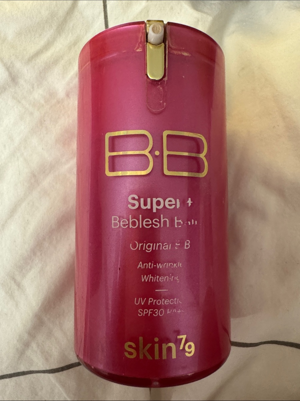 Skin Brightening BB Cream Pump in Pink with Gold Accents